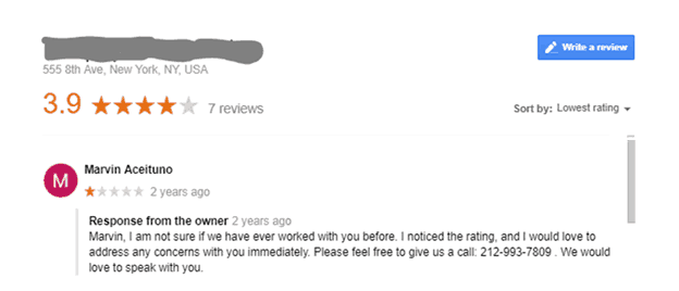 Reviews on Google My Business