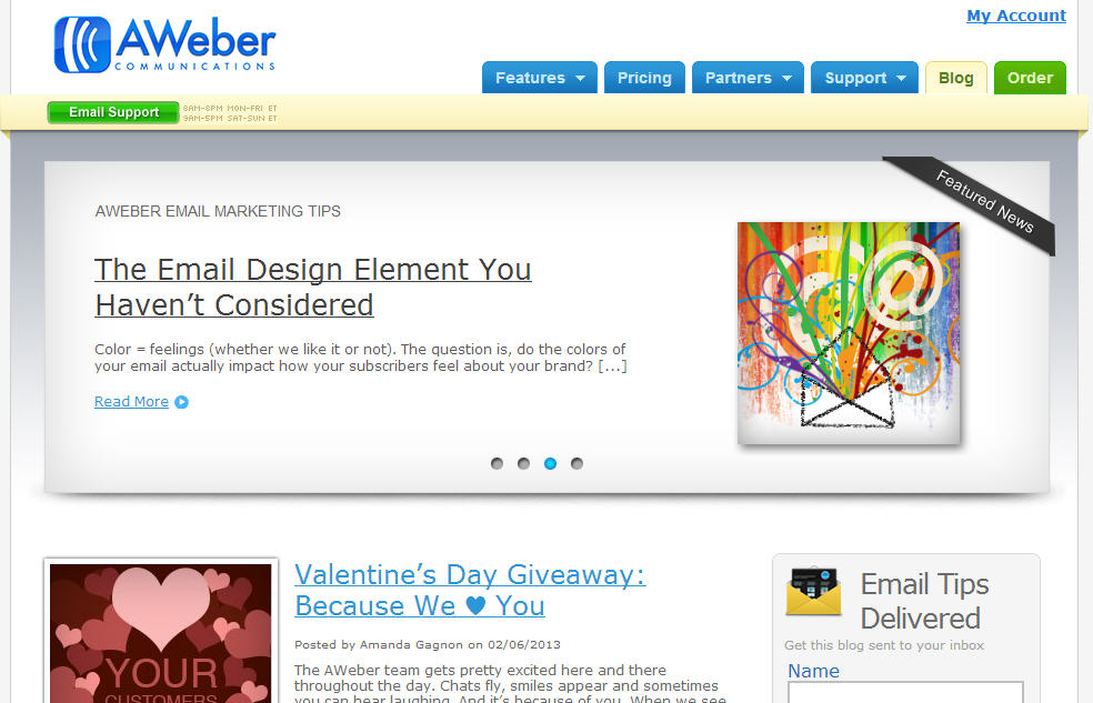 Aweber Blog Homepage