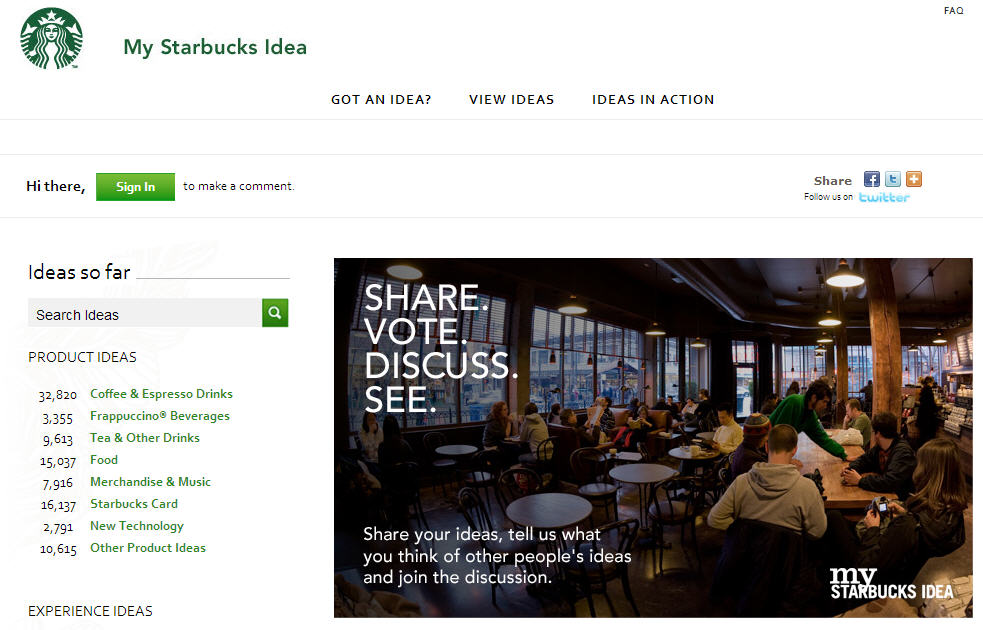 My Starbucks Idea Homepage