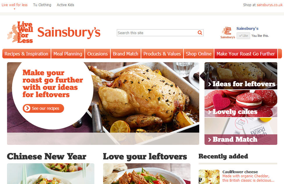 Sainsbury’s Live Well for Less Homepage