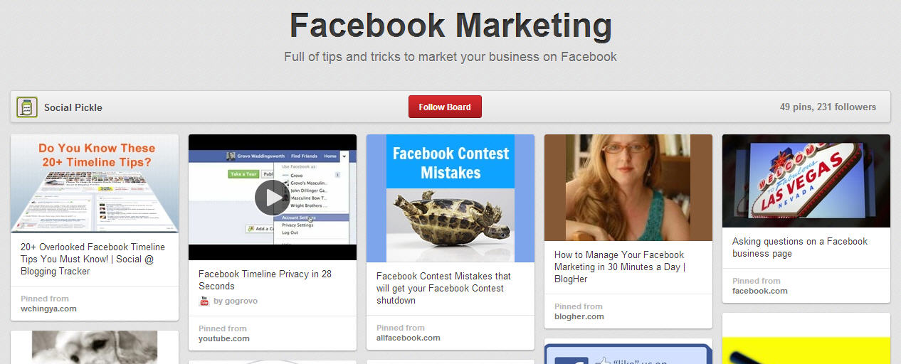 Social Pickle Facebook Marketing Board