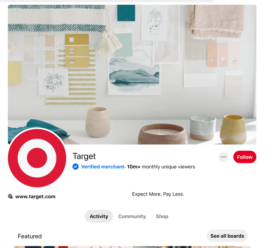 target pinterest profile cover image