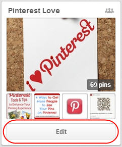 Settings buttons on Pinterest brand page