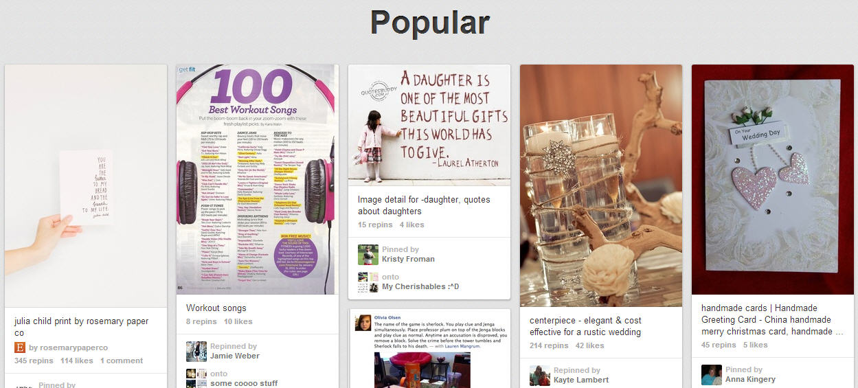 Pinterest Popular Section