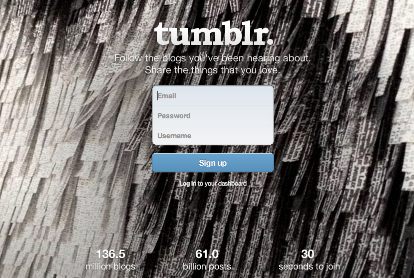 Tumblr is a free, micro-blogging, social sharing site