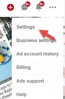 claim pinterest website verification on menu