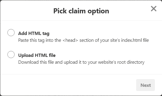 claim website options