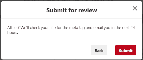 pinterest account html file verification submit