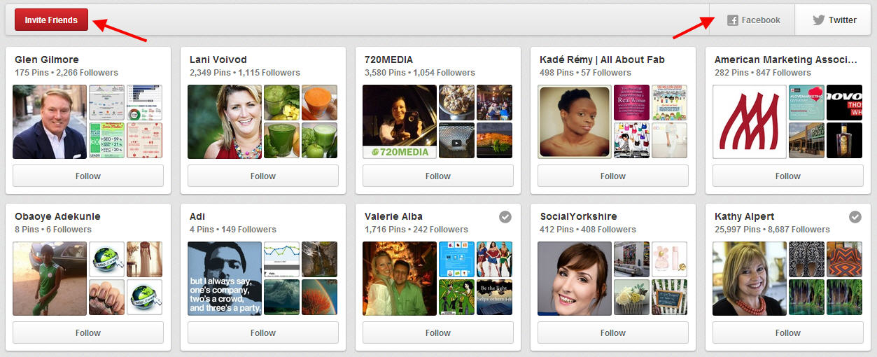 Begin Following People on Pinterest