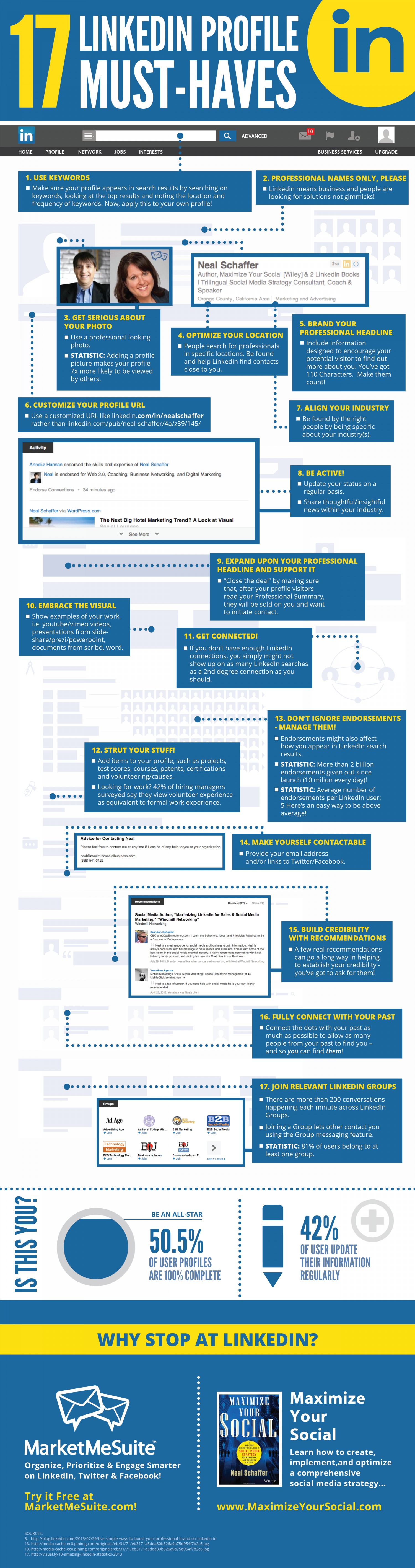 17 Steps to a Perfect Linkedin Profile [Infographic]