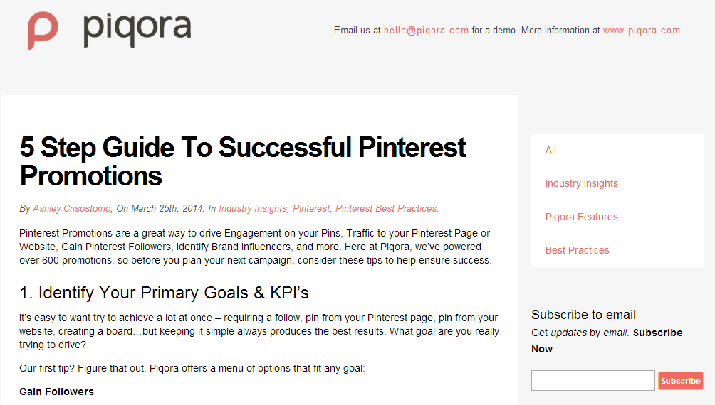 Piqora Blog for Pinterest Tips