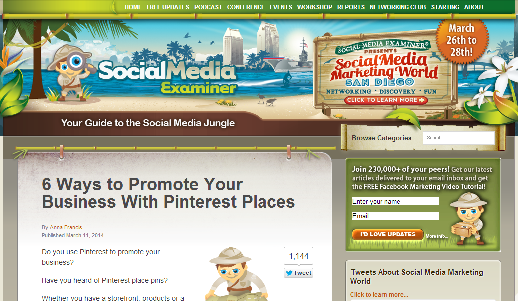 Social Media Examiner Blog for Pinterest Tips