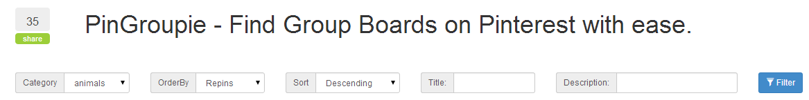 Find Pinterest Group Boards on PinGroupie by Filling in the Fields First