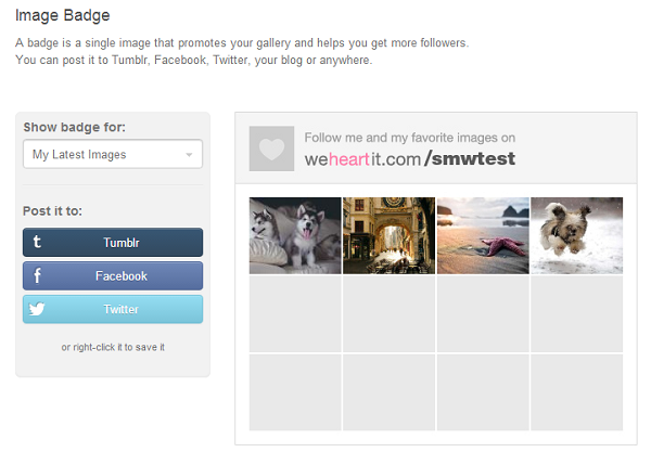 Add the We Heart It Image Badge to Attract Followers
