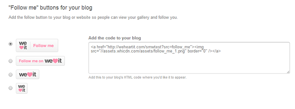 Simple We Heart it Follow Button