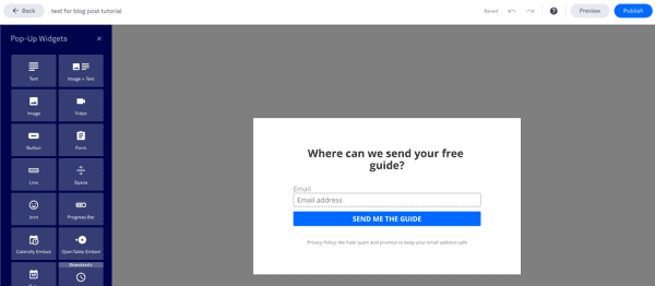 create a popup with leadpages