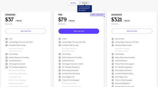 leadpages pricing plans