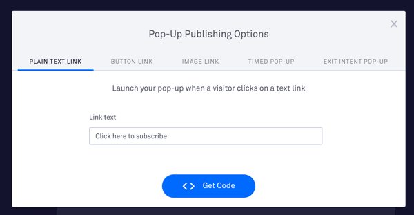 publishing a leadpages popup