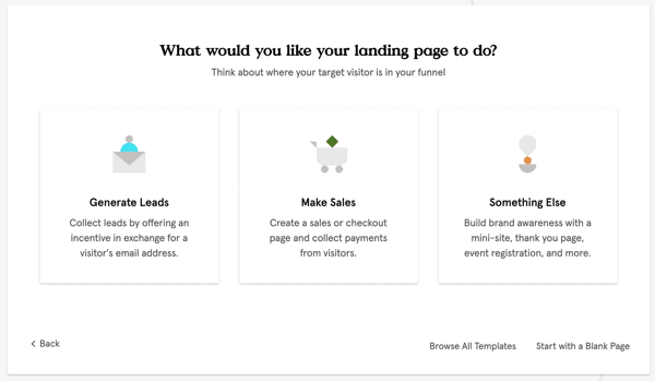 what do you want the landing page to do