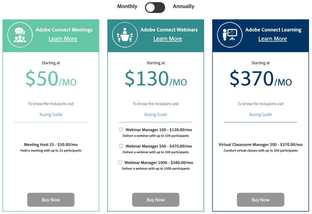 adobe connect pricing