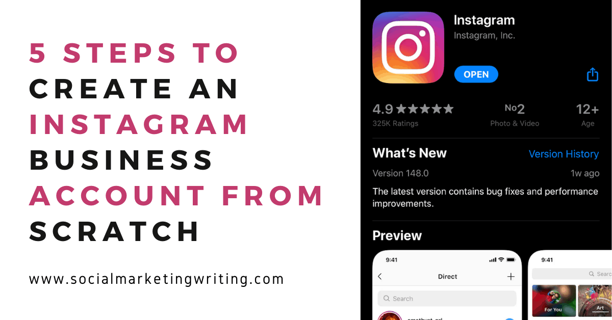 instagram new business account create