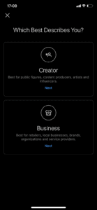 create an instagram creator or business account