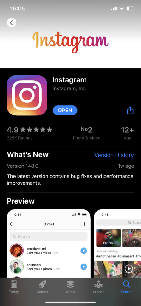 install instagram app