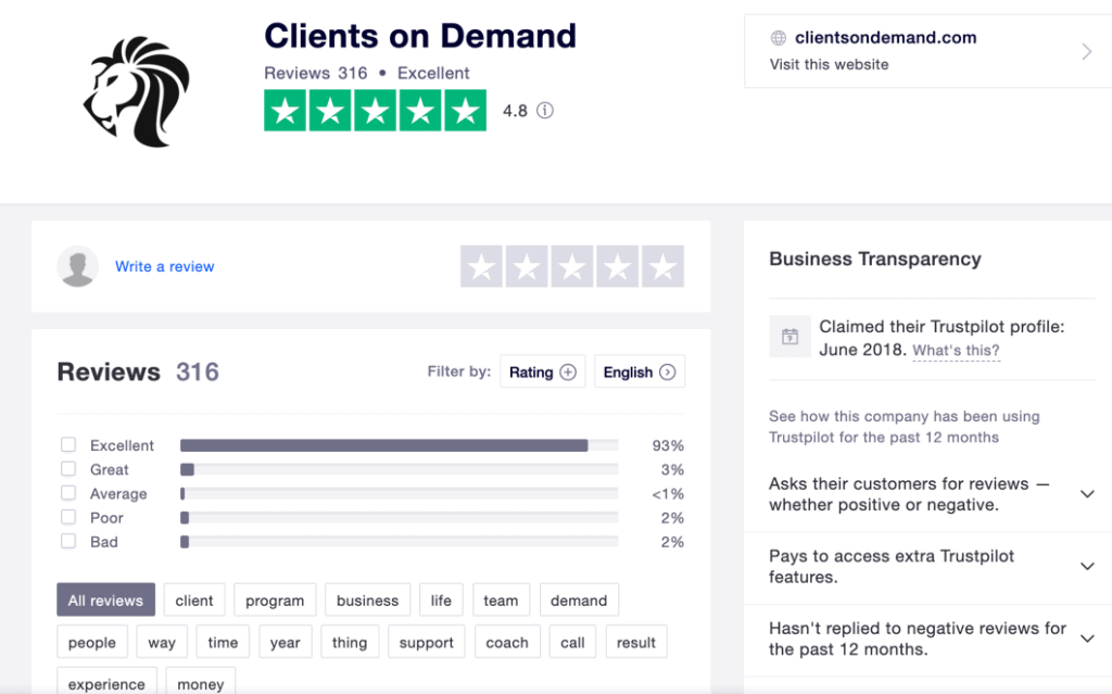 clients on demand reviews