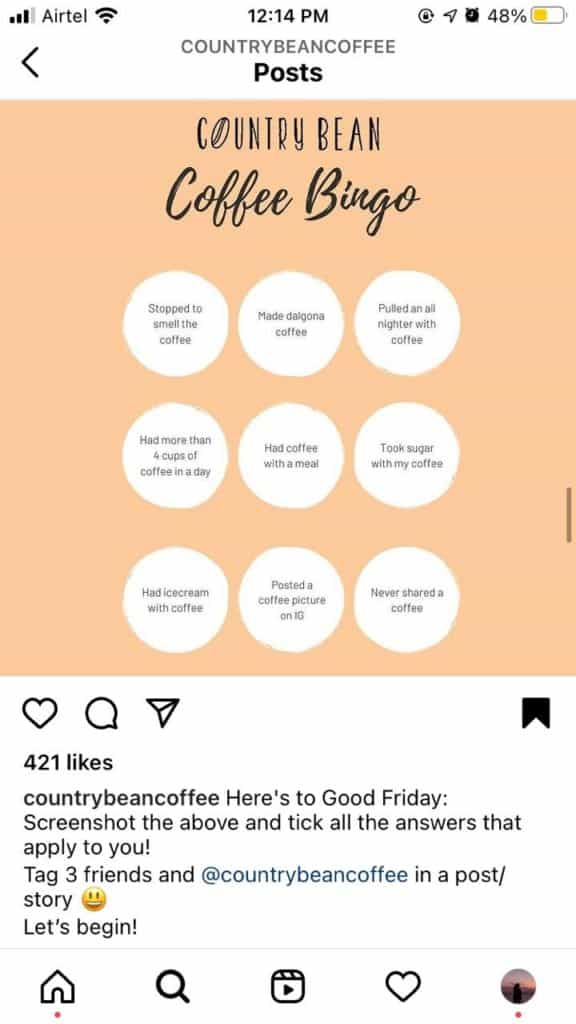 instagram bingo