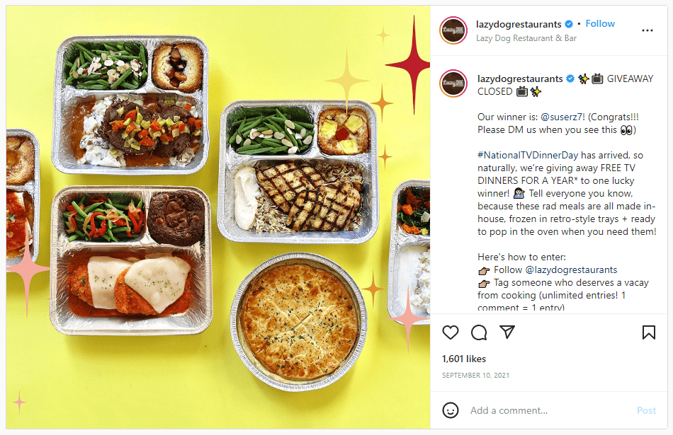 instagram giveaways for restaurants