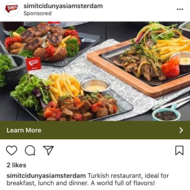instagram restaurant ad example
