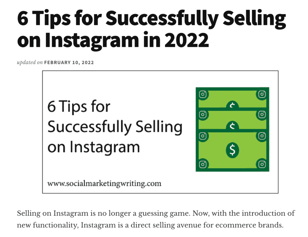 selling on instagram blog post